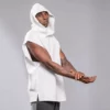 Oversized workout cap sleeve tank hoodie pullover - Image 2