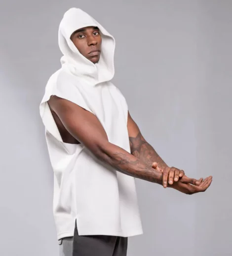 Oversized workout cap sleeve tank hoodie pullover
