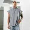 French terry cap sleeve pullover with hood - Image 2