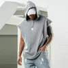 French terry cap sleeve pullover with hood - Image 7