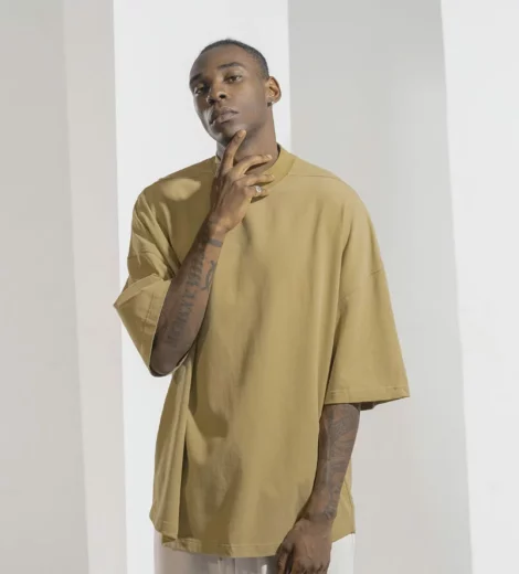 Turtle neck mens cotton t shirt wholesale