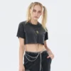 Vintage wash ripped cropped t shirt for woman - Image 2