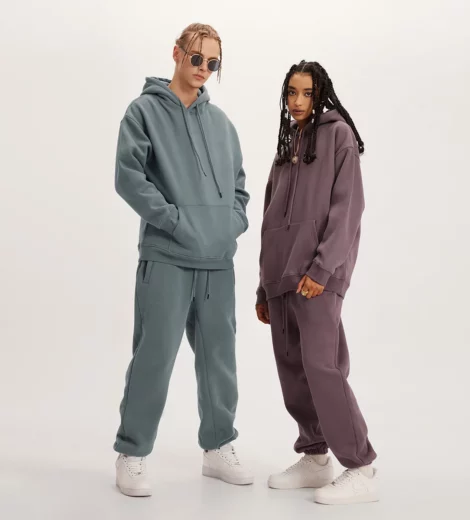 Unisex oversized couple french terry tracksuit wholesale