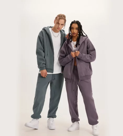 Unisex couple cotton fleece tracksuit