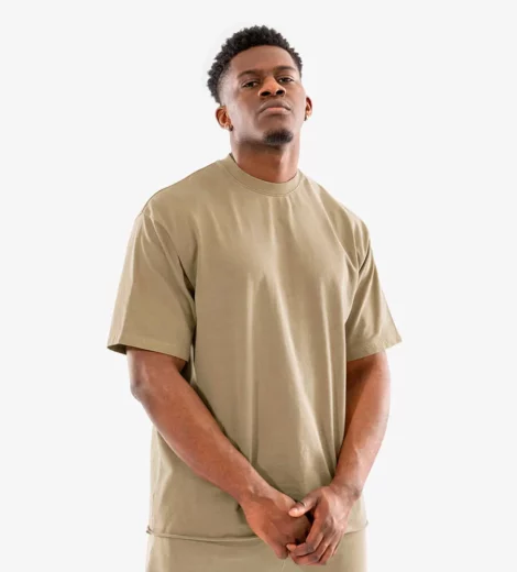 custom mens raw hem boxy t-shirt