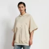 unisex oversized raw edge short sleeve hoodie - Image 3