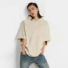 unisex oversized raw edge short sleeve hoodie - Image 7