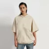 unisex oversized raw edge short sleeve hoodie - Image 6