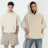 unisex oversized raw edge short sleeve hoodie - Image 2