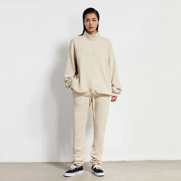 Custom unisex french terry 1/4 zip up tracksuit set
