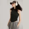 womens curved hem cropped baby tee tank top - Image 9