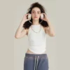 womens curved hem cropped baby tee tank top - Image 4