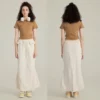 woman tight fit cropped baby t-shirt with curved hem - Image 4