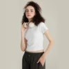woman tight fit cropped baby t-shirt with curved hem - Image 5