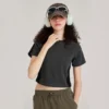 short sleeve contrast color crop top - Image 6