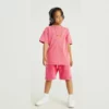 Children vintage stone washing t-shirt with shorts lounge set streetwear - Image 3