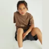 Children vintage stone washing t-shirt with shorts lounge set streetwear - Image 9