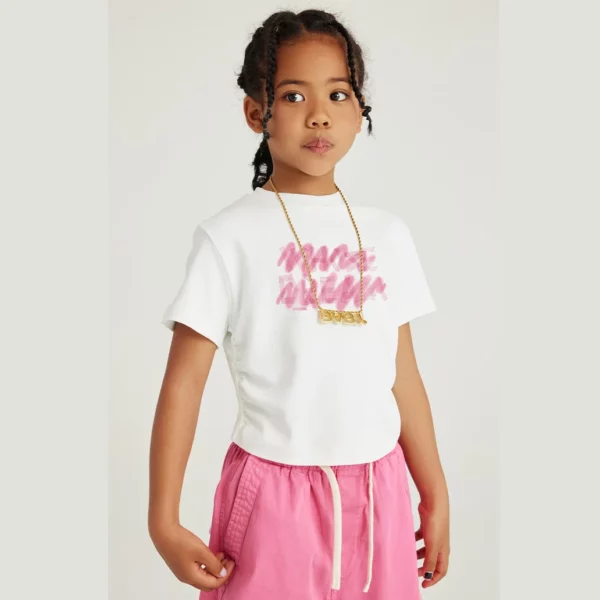 Girl’s organic cotton cropped top t-shirt wholesale