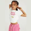 Girl’s organic cotton cropped top t-shirt wholesale - Image 3