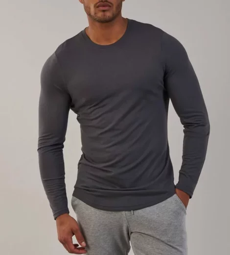 Private label long sleeve slim fit gym t shirt