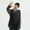 unisex distressed couple long sleeve t-shirt wholesale - Image 3