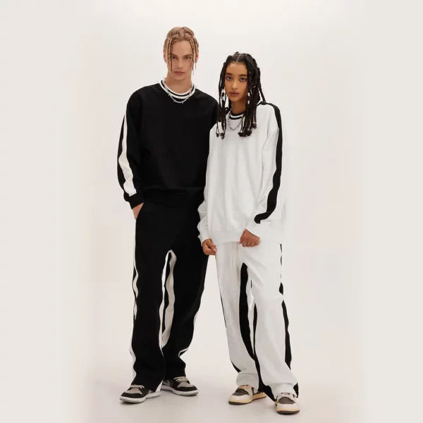 Unisex contrast color sweatsuit set