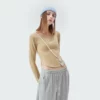 womens curved hem slim fit cropped top t-shirt wholesale - Image 2