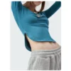 womens curved hem slim fit cropped top t-shirt wholesale - Image 7