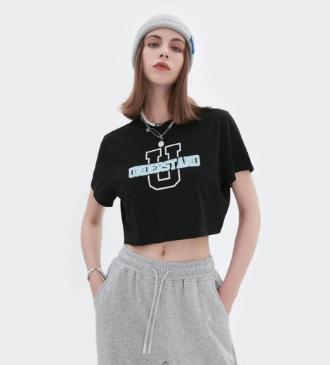 custom silk screen printing crop top t-shit manufacturer