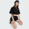 woman zip up cropped t-shirt with polo neck and drawstring sides - Image 7