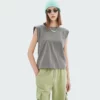 OEM factory women cut off t-shirt with shoulder pads - Image 2