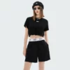 loose fit crop top with reflective printing factory China - Image 7