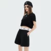 loose fit crop top with reflective printing factory China - Image 6