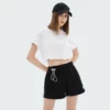 loose fit crop top with reflective printing factory China - Image 2