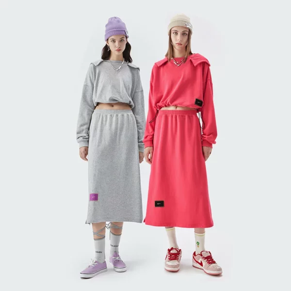 Womens french terry tracksuit set wholesale long dress suit