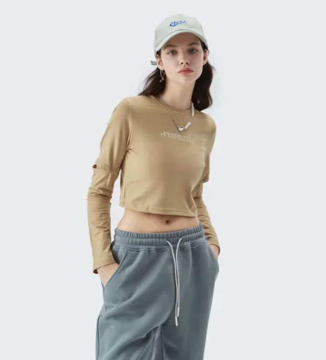 custom womens cropped long sleeve t-shirt manufacture