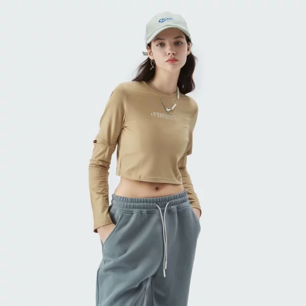 custom womens cropped long sleeve t-shirt manufacture