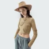 custom womens cropped long sleeve t-shirt manufacture - Image 3