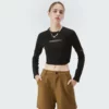 custom womens cropped long sleeve t-shirt manufacture - Image 8