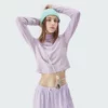 high neck long sleeve crop top t shirt wholesale - Image 2