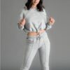 Womens cropped sport tracksuit lounge set - Image 6