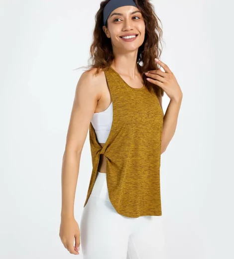 Womens quick dry tank top with side twist knot