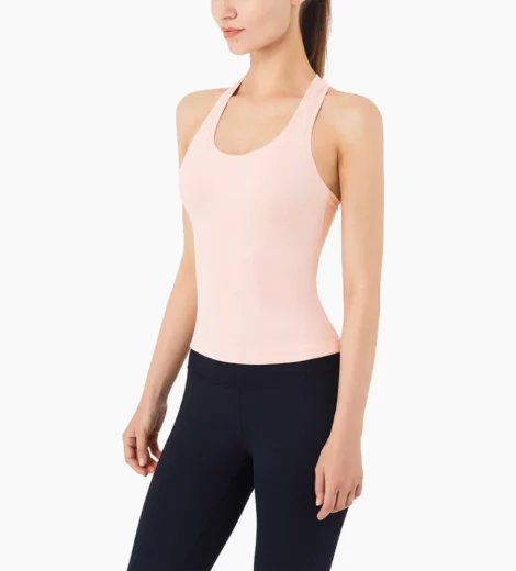 Woman activewear racer back tank top with custom logo