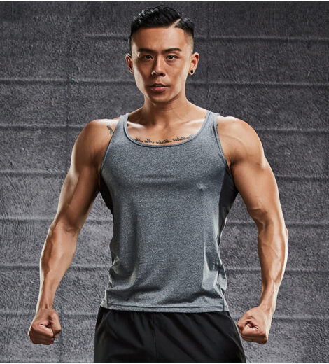 Custom fitness stringer vest for man