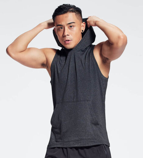Custom sleeveless tank top with hood