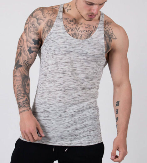 Mens slub fitness stringer vest wholesale