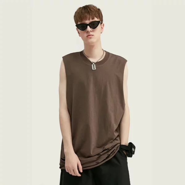 Mens longline cut off t shirt distressed tank top