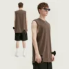 Mens longline cut off t shirt distressed tank top - Image 3