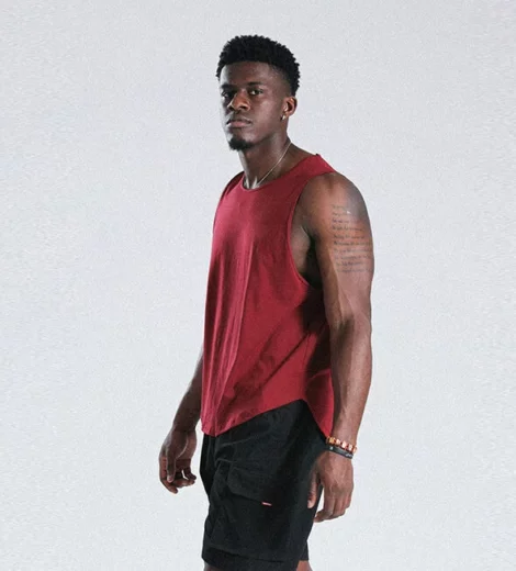 Custom maroon men workout tank top gym