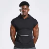 Workout cap sleeve gym hoodie - Image 2